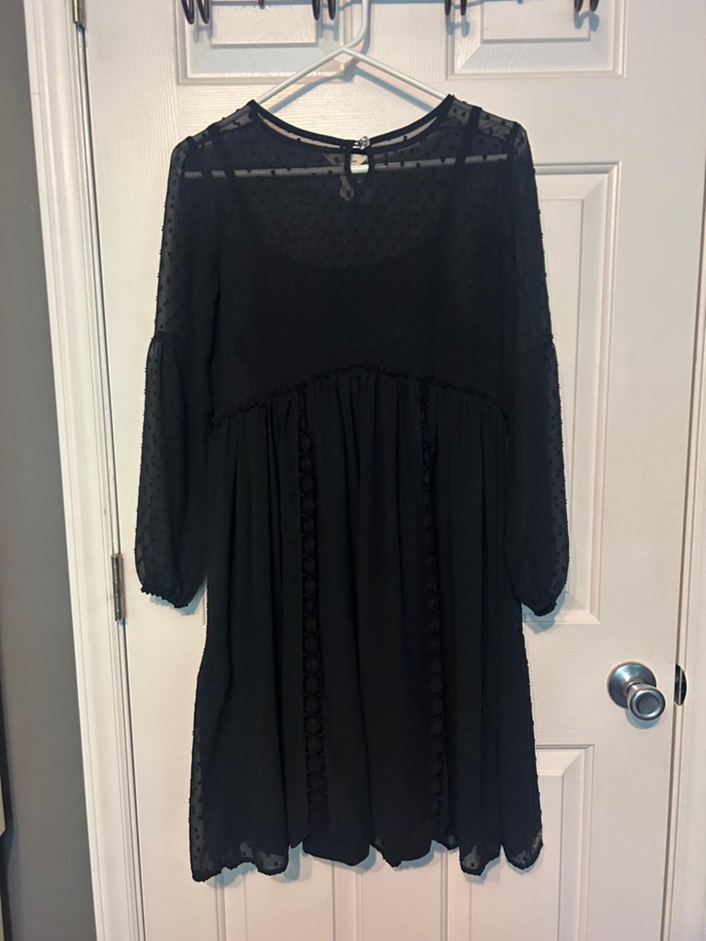 Matilda Jane Black Swiss Dot Empire baby doll dress